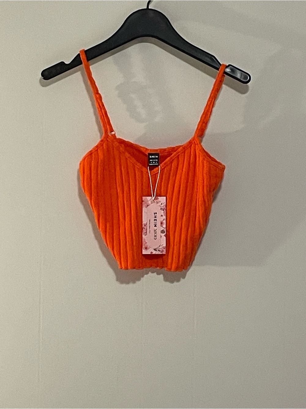 SHEIN Orange Ribbed Cropped Cami